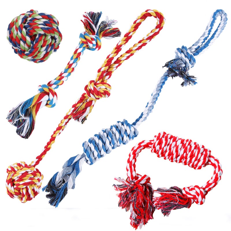SunGrow, 5-Pack Ferret Rope Chew Teething Toys, Puppy Chew Toys & Accessories for Cage, Machine-Washable Durable Cotton Knotted Rope Dog Tug Toys for Small to Medium Breeds, 3â€ - 19â€ - Image 1